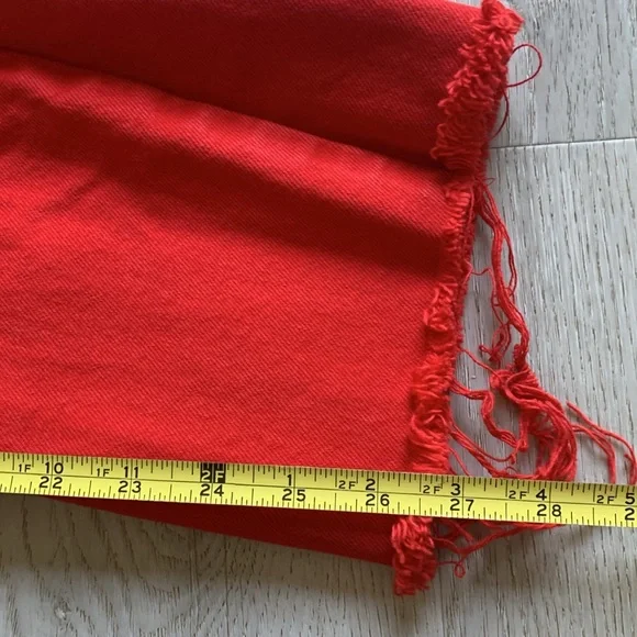 Zara The 90's Full Length Jeans Red Size 4 buttons fly raw ham - Picture 13 of 16